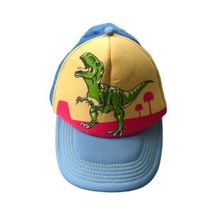 Hollywood Mirror Dinosaur Flat Brim Trucker Cap Hat SnapBack Blue Yellow Green